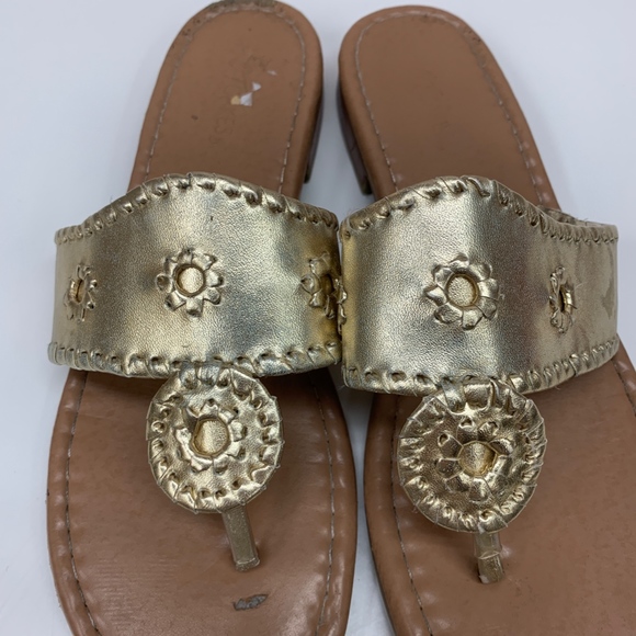 SOLD Metallic Gold Hampton Sandals Flip Flops 10 - Picture 7 of 9